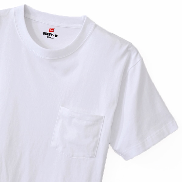 【Hanes】 BEEFY-T ビーフィーポケットTシャツ ホワイト Mサイズ H5190