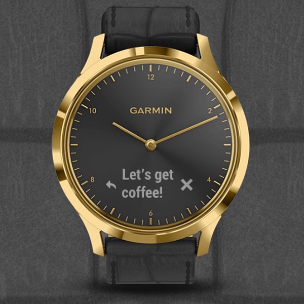 GARMIN】 vivomoveHR 010-01850-7C Gold Black Leather タッチパネル 