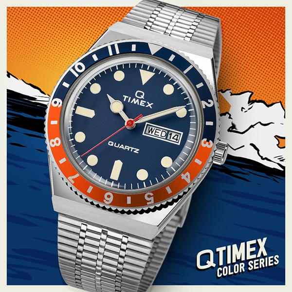 TIMEX》 TIMEX Q TW2U61100 ダイバーズルック オレンジ メンズの通販