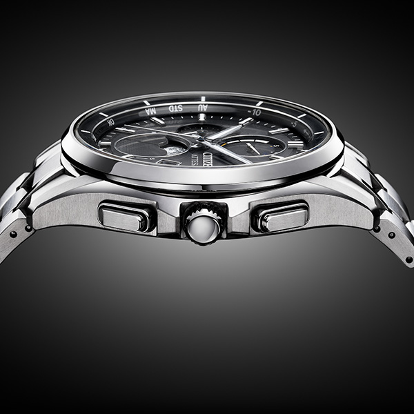 シチズン CITIZEN ATTESA 腕時計 メンズ BY1001-66E アテッサ 光発電エコ・ドライブ電波時計 ダイレクトフライト ムーンフェイズ 光発電エコ・ドライブ電波 ブラックxシルバー アナログ