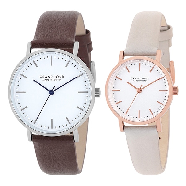GRAND JOUR ペアウォッチ JGAA0003-BR/JGAA0005-GY クォーツ EC限定セット
