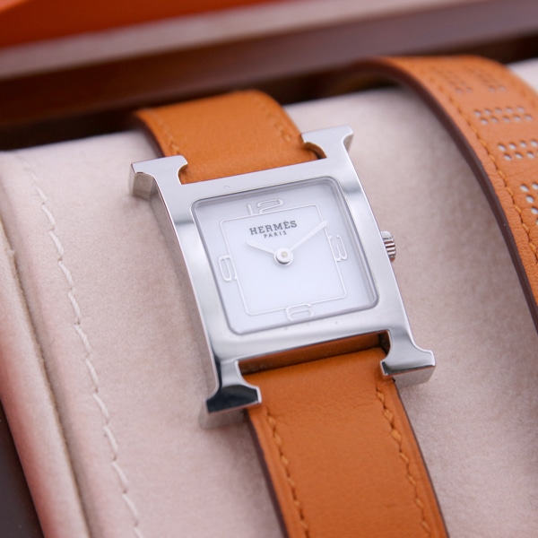 HERMES ヴィンテージ エルメス Hウォッチ ドゥブルトゥール HH1.210 クォーツ 中古 レディース 2000年代