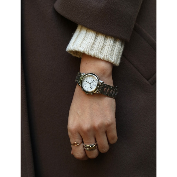 HERMES - 仕上済 -ヴィンテージ エルメス クリッパークロノ CL1.310 ホワイト文字盤 クォーツ 中古 2000年代 レディース