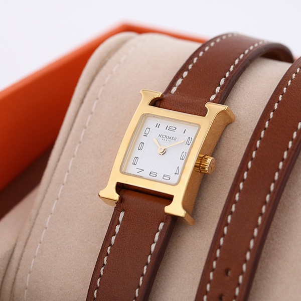 HERMES ヴィンテージ エルメス Hウォッチミニ ドゥブルトゥール HH1.101 クォーツ 中古 レディース 2000年代