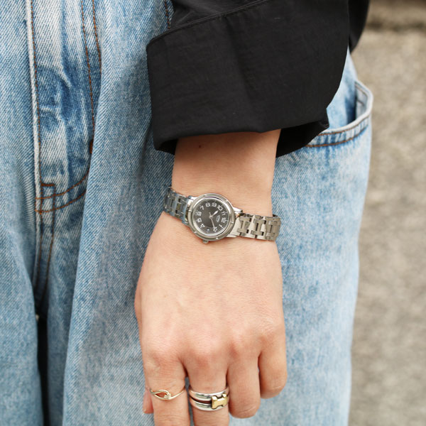 HERMES - 仕上済 - ヴィンテージ エルメス クリッパークラシック CP1.210 グレーダイヤル クォーツ 中古 2000年代