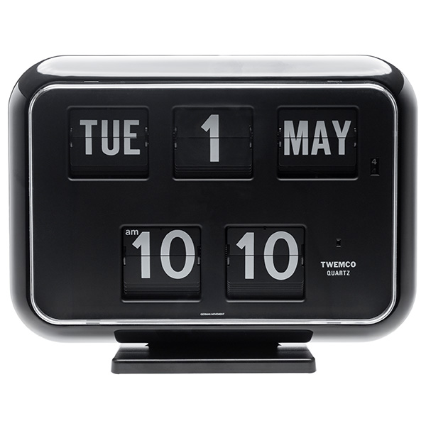 Twemco トゥエンコ カレンダー付きフリップ時計 掛け/置き時計 QD35 ブラック