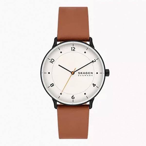 Skagen RIIS 三針 ミディアムブラウン レザーウォッチ SKW6883 クォーツ メンズ