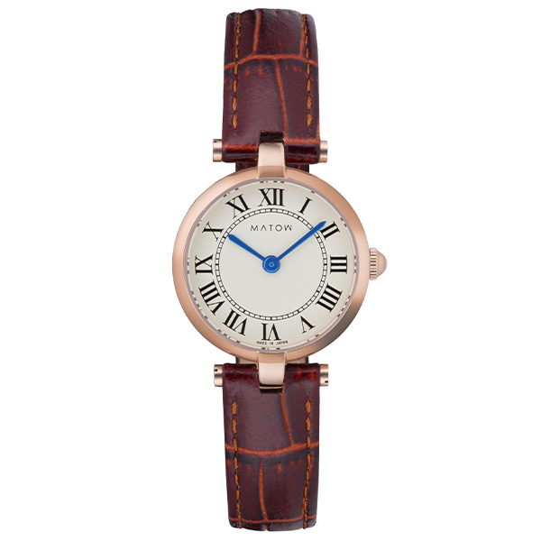 MATOW アウラ / ラウンドローズゴールド ブラウンレザー mw008002 クォーツ レディース