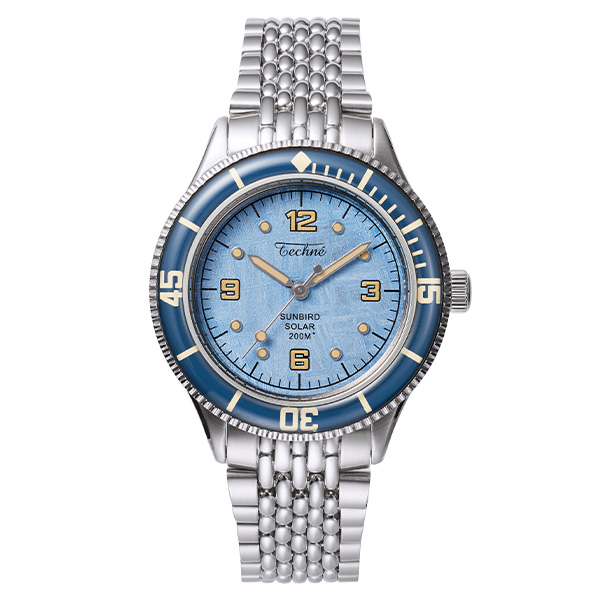 Techne テクネ マリーンオフショア ソーラー メテオライトスカイブルー ブルーベゼル 5ライスブレス 3H TE-001-63B-SB メンズ