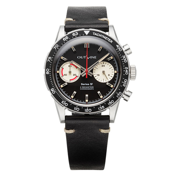 OUTLINE アウトライン 2レジスタークロノ シリーズⅣ チックタック限定モデル 逆パンダ文字盤×ブラックレザー YK20255-2BK メカクォーツ メンズ