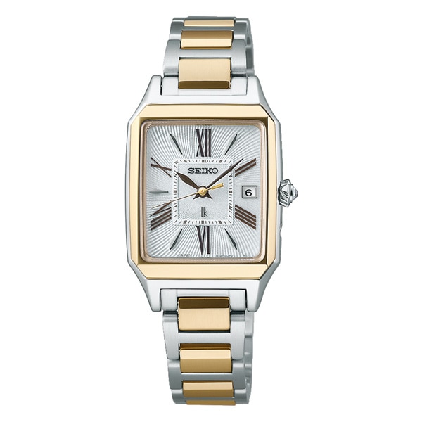 LUKIA Grow SSVW210 ソーラー電波 角形 レディース シルバー×ゴールド