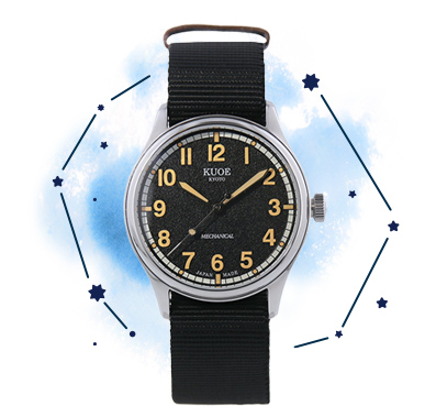 KUOE クオ OLD SMITH TiCTAC別注 オンラインストア限定 tt-os90002-bk-large-nato-bk-gr ラージモデル 38mm ブラック文字盤 自動巻 メンズ