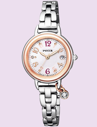 Wicca ソーラーテック電波腕時計 日付きシルバー【いちご】 キャンパスライフ with wicca（ウィッカ）あなたの毎日を充実させる
